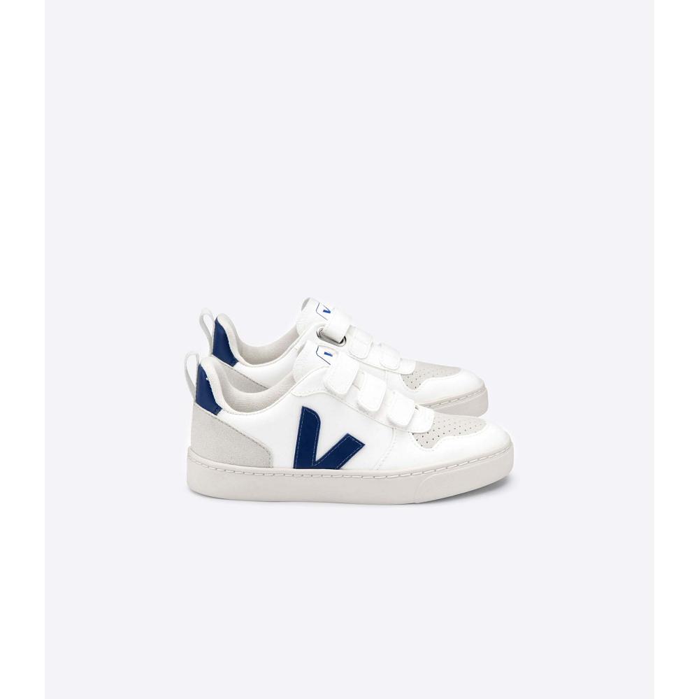 Kids\' Veja V-10 CWL Shoes White/Navy | SG 774LIS